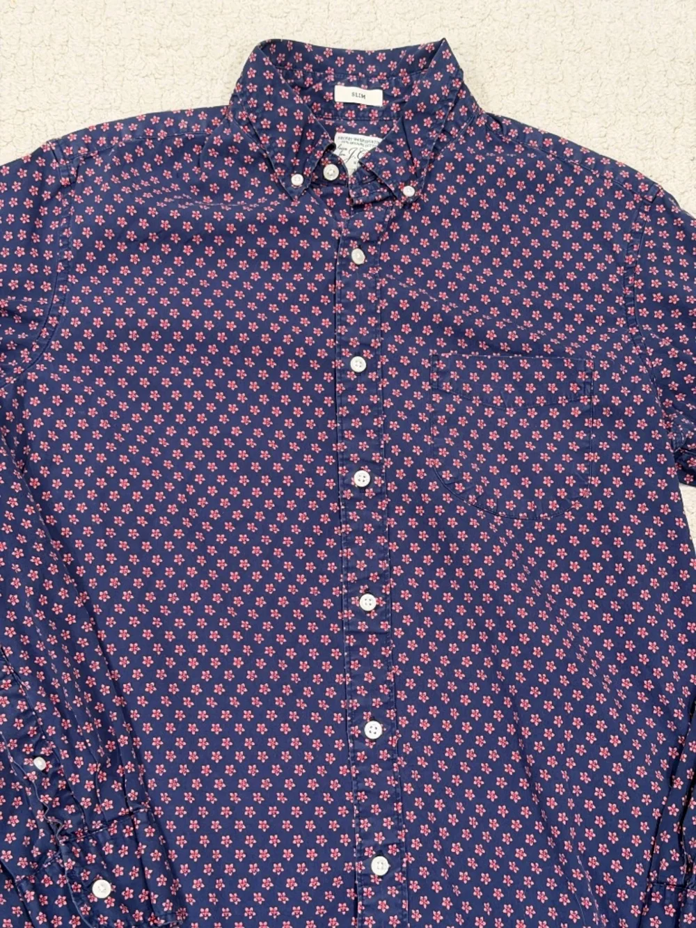 J.Crew Secret Wash Shirting Stretch Button Down Size Medium Slim